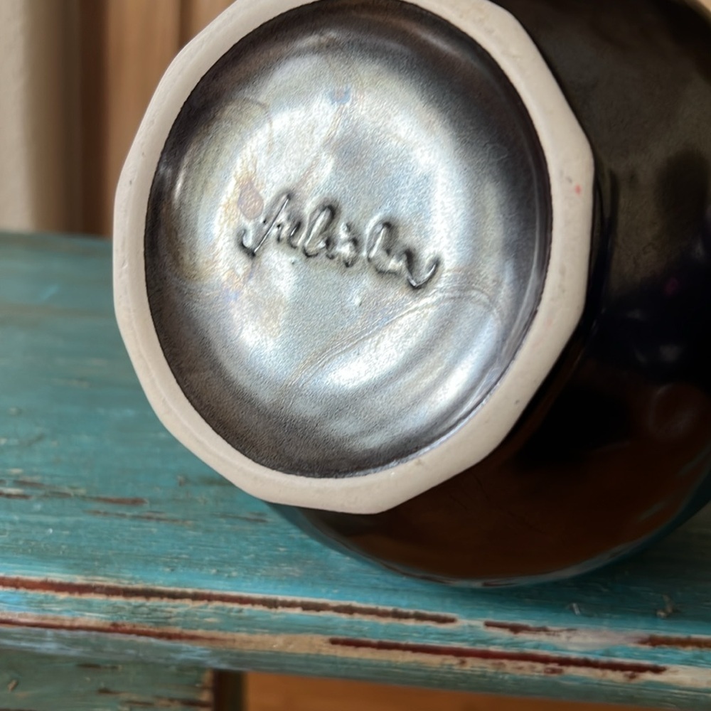 Juliska Pewter Glaze Stoneware Handled Pitcher Jug Vase - Picture 7 of 8